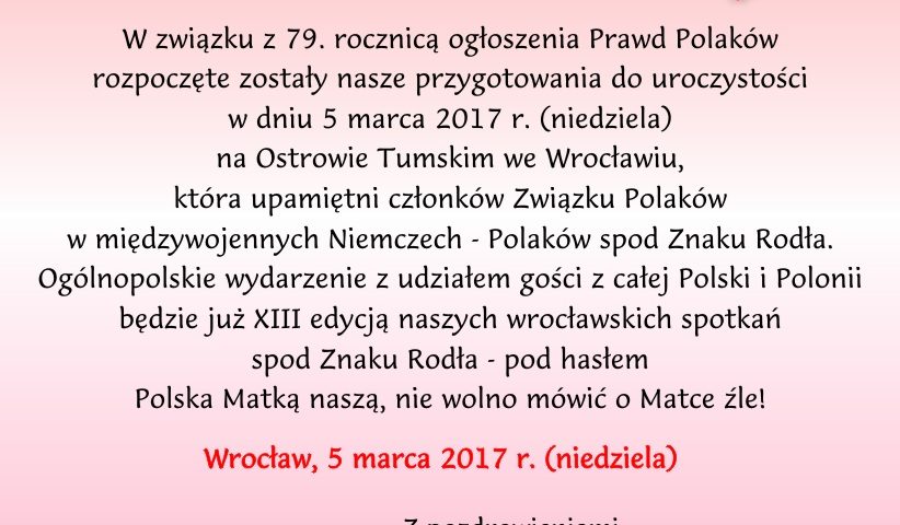 Rodzina Rodła-Wrocław, 5 marca 2017